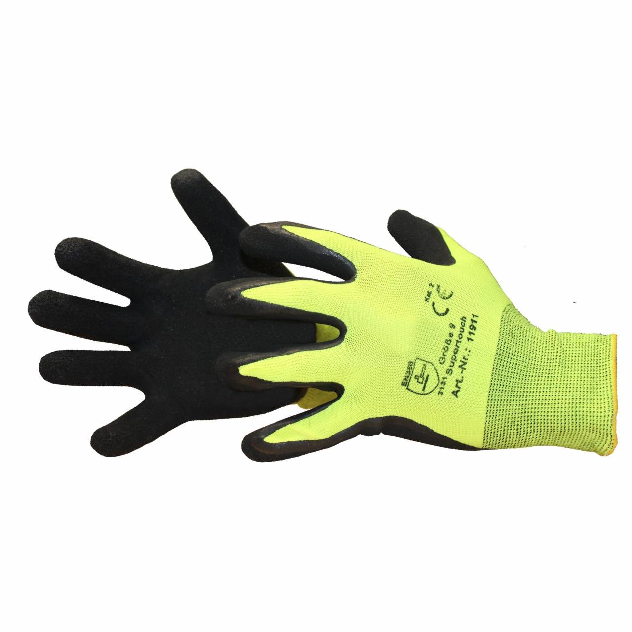 Nylon-Arbeitshandschuhe Kat.2 EN388 'Super-Touch' schwarz-gelb Gr.10 /Paar