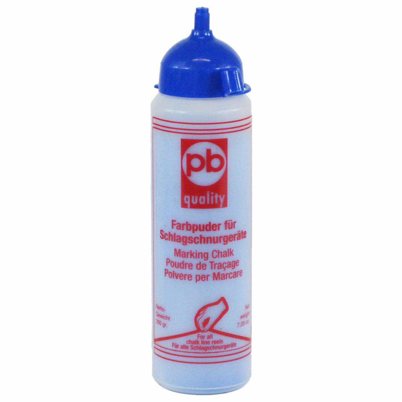 Farbpuder blau, 200 g Kunstoff-Flasche