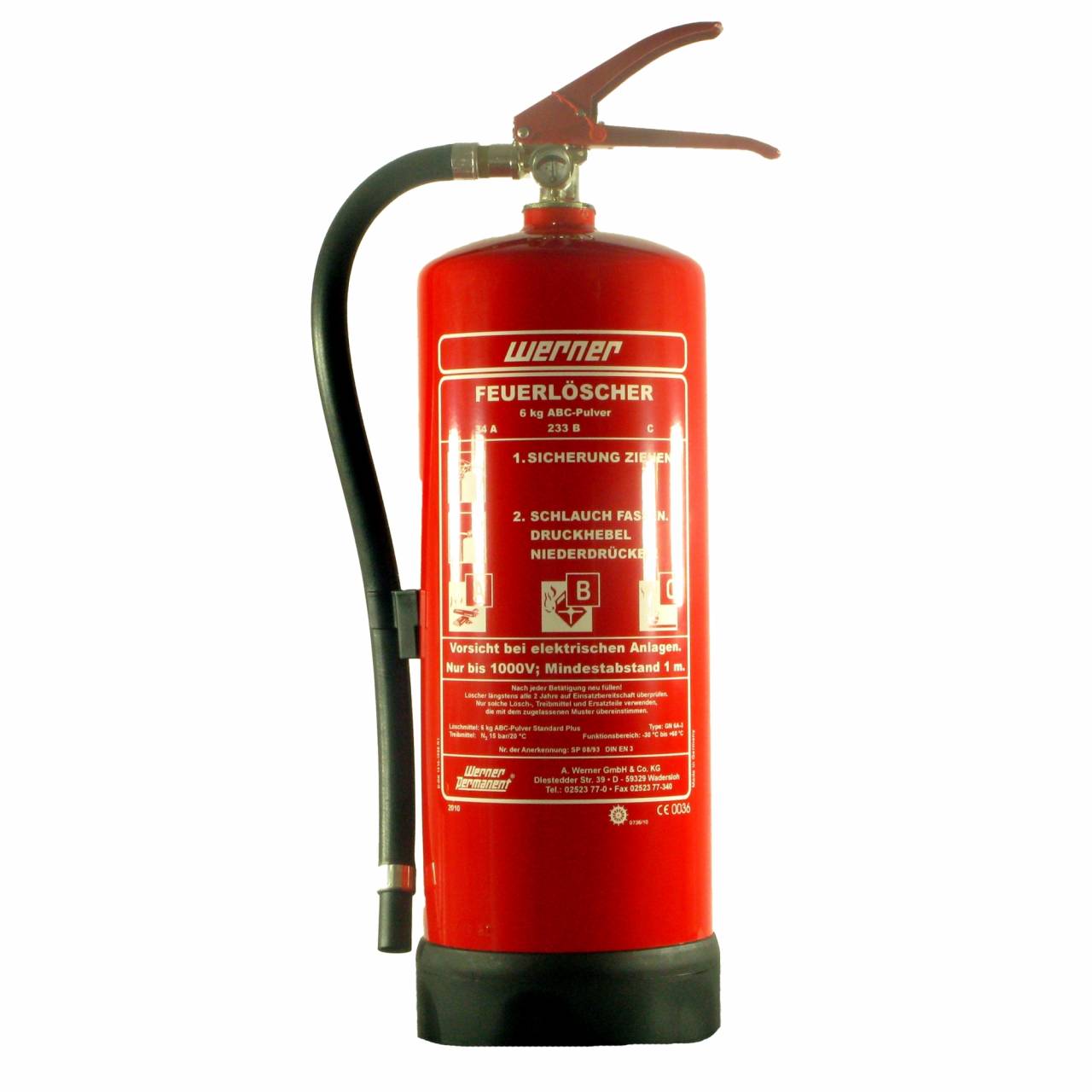 Feuerlöscher PD6, 6 kg, mit Wandhalterung