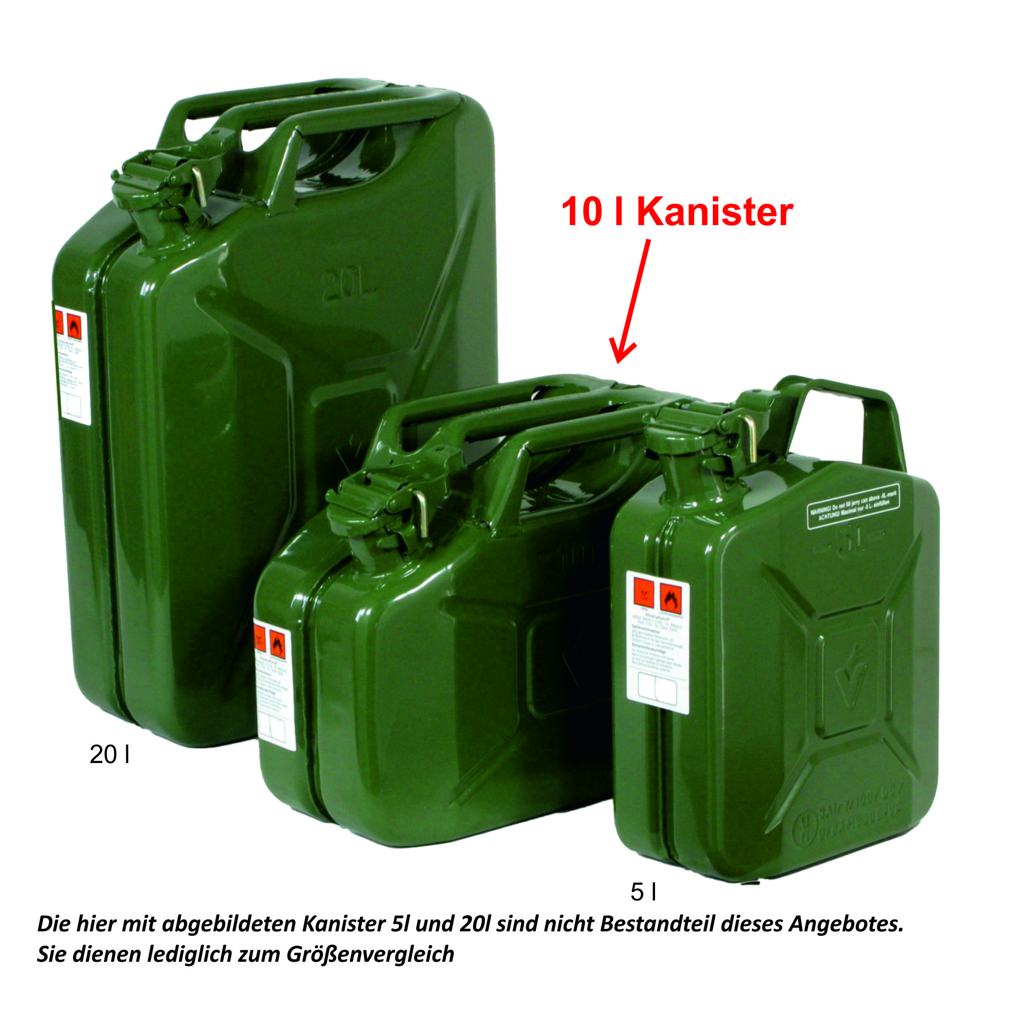 Benzinkanister 20 Liter, Rot, TÜV-Bauartprüfung/UN-Zulassung