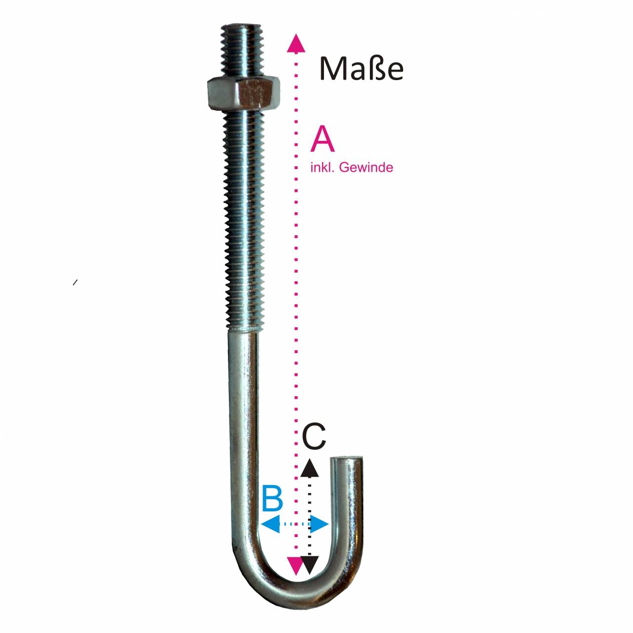 Hakenschraube M6x60mm Niro inkl. Lasche für Kederschiene